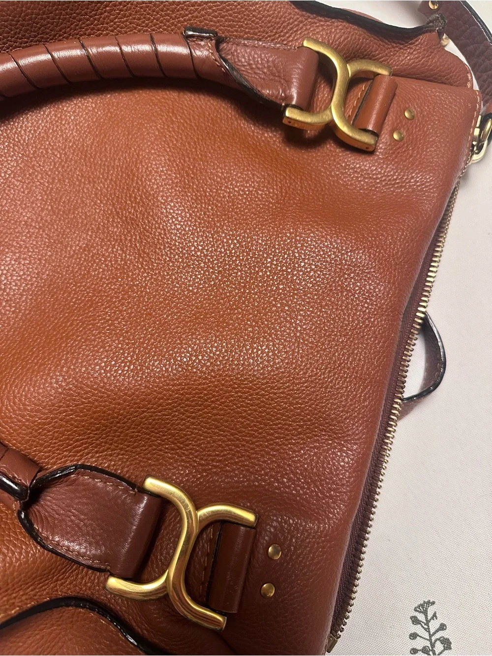 Chloé Cognac Brown Leather Medum Marcie Satchel